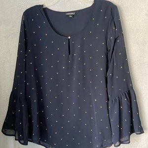 Roz & Ali Tank with Sheer Silver Studded Overlay Blouse